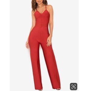 House of CB ‘Devi’ Red Strappy Bandage Jumpsuit